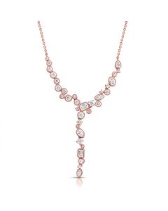 3.88CT EMERALD, MARQUISE, PEAR, OVAL AND ROUND SHAPE DIAMOND BEZEL LARIAT NECKLACE