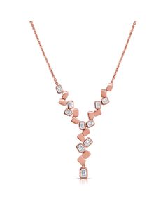 1.36CT EMERALD SHAPE DIAMOND BEZEL SET LARIAT NECKLACE