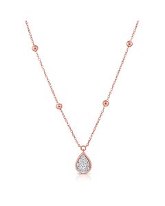 0.32CT DIAMOND BALL PEAR PAVE STATION NECKLACE