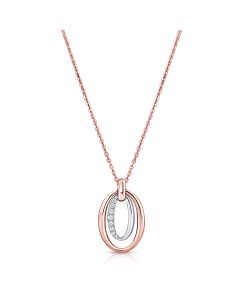 0.22CT DIAMOND DOUBLE CIRCLE PENDANT NECKLACE
