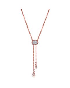 0.52CT DIAMOND OVAL LARIAT NECKLACE