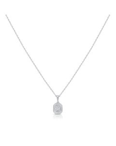 .20CT EMERALD SHAPE DIAMOND SOLITAIRE PENDANT NECKLACE