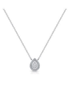 0.33CT PEAR SHAPE AND DIAMOND PEAR BEZEL PENDANT NECKLACE