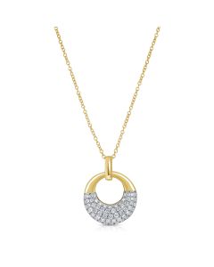 0.58CT DIAMOND CIRCLE PAVE PENDANT NECKLACE
