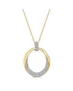 0.59CT DIAMOND OVAL PENDANT NECKLACE