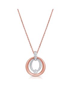 0.30CT DIAMOND DOUBLE CIRCLE PENDANT NECKLACE