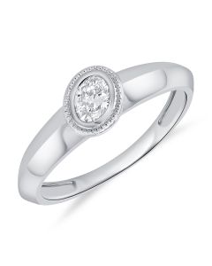 0.21CT OVAL SHAPE DIAMOND BEZEL SET SOLITAIRE RING