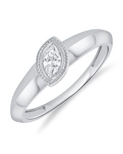 0.22CT MARQUISE SHAPE DIAMOND BEZEL SET SOLITAIRE RING