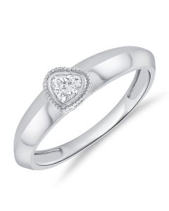 0.22CT HEART SHAPE DIAMOND BEZEL SET SOLITAIRE RING
