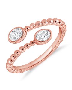 0.42CT OVAL SHAPE DIAMOND BEZEL SET BALL WRAP RING
