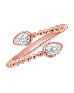 0.37CT PEAR SHAPE DIAMOND BEZEL SET BALL WRAP RING