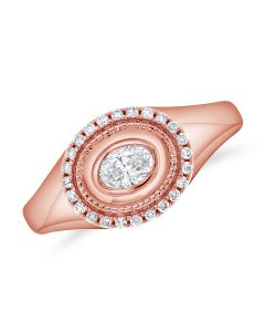 0.37CT OVAL SHAPE AND ROUND DIAMOND BEZEL SET RING