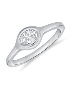 0.33CT OVAL SHAPE DIAMOND SOLITAIRE BEZEL RING