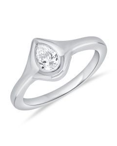 .24CT PEAR SHAPE DIAMOND BEZEL SOLITAIRE RING