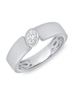 0.19CT OVAL SHAPE DIAMOND BEZEL SOLITAIRE RING