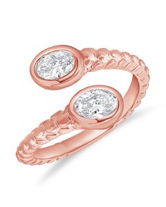 0.66CT OVAL SHAPE DIAMOND BEZEL SET WRAP RING
