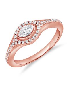 0.63CT MARQUISE SHAPE AND ROUND DIAMOND RING