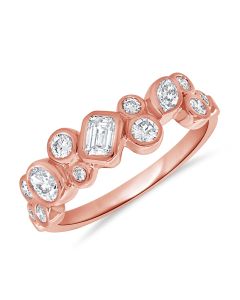 0.68CT EMERALD SHAPE, OVAL SHAPE, MARQUISE SHAPE AND ROUND DIAMOND BEZEL RING