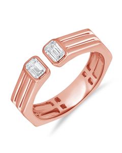 0.44CT EMERALD SHAPE DIAMOND WRAP RING