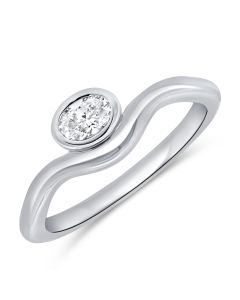 0.23CT OVAL SHAPE DIAMOND BEZEL SOLITAIRE RING