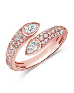 0.88CT PEAR SHAPE AND ROUND DIAMOND WRAP RING