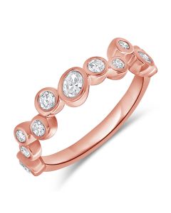0.67CT OVAL SHAPE AND ROUND DIAMOND BEZEL SET RING