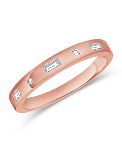 .12CT BAGUETTES AND ROUND DIAMOND BEZEL SET GYPSY RING