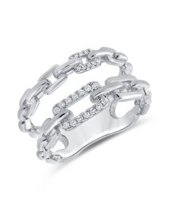 0.12CT DIAMOND PAPERCLIP LINK RING