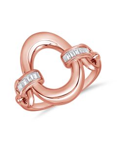 .21CT BAGUETTE DIAMOND OVAL CHANNEL SET LINK CHAIN RING