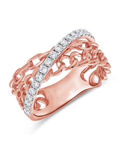 0.37CT DIAMOND CROSSOVER LINK RING