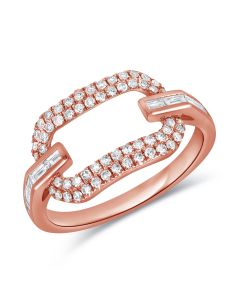 0.53CT BAGUETTES AND ROUND DIAMOND PAPERCLIP LINK RING