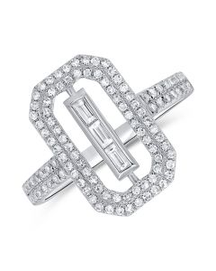 0.54CT BAGUETTES AND ROUND DIAMOND PAPERCLIP LINK RING