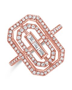 0.55CT BAGUETTES AND ROUND DIAMOND PAPERCLIP LINK RING