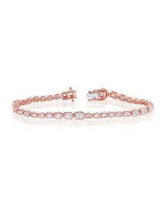 4.87CT EMERALD SHAPE DIAMOND GRADUATED BEZEL SET TENNIS BRACELET