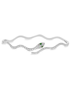 .45CT GREEN TSAVORITE AND DIAMOND SNAKE CUFF BRACELET