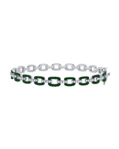 1.40CT EMERALD AND DIAMOND LINK BANGLE