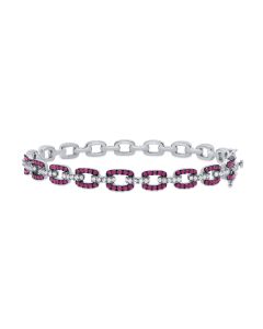 1.40CT PINK SAPPHIRE AND DIAMOND LINK BANGLE