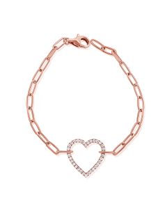 .49CT DIAMOND OPEN HEART LINK CHAIN BRACELET