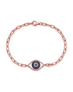 .41CT SAPPHIRE AND DIAMOND EVIL EYE BRACELET