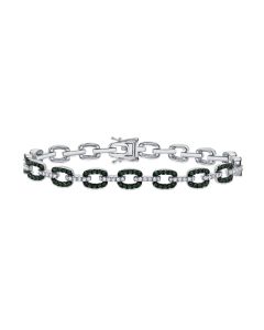 2.96CT EMERALD AND DIAMOND PAPERCLIP LINK BRACELET
