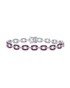 2.96CT PINK SAPPHIRE AND DIAMOND PAPERCLIP LINK BRACELET