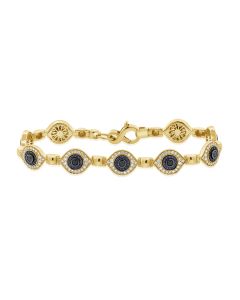 2.53CT BLACK DIAMOND, SAPPHIRE AND DIAMOND EVIL EYE BRACELET