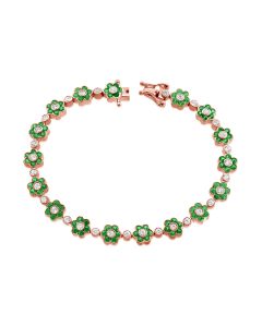 4.89CT EMERALD AND ROUND DIAMOND FLOWER TENNIS BRACELET