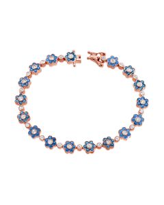 4.89CT SAPPHIRE AND ROUND DIAMOND FLOWER TENNIS BRACELET
