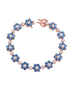 10.30CT SAPPHIRE AND ROUND DIAMOND FLOWER TENNIS BRACELET