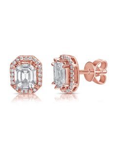 1.00CT PIE CUT AND ROUND DIAMOND ILLUSION STUD EARRINGS