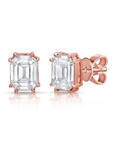 1.00CT PIE CUT DIAMOND ILLUSION STUD EARRINGS