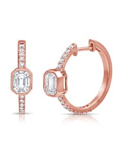 1.04CT PIE CUT AND ROUND DIAMOND ILLUSION HUGGIE EARRINGS