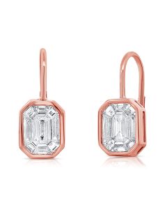 1.59CT PIE CUT DIAMOND BEZEL LEVERBACK EARRINGS