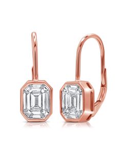 1.14CT PIE CUT DIAMOND ILLUSION LEVERBACK EARRINGS
